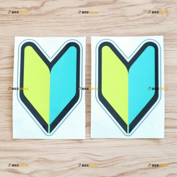 2X Reflective 5" Wakaba Leaf Car Decal Vinyl Sticker New Driver JDM Shoshinsha Mark