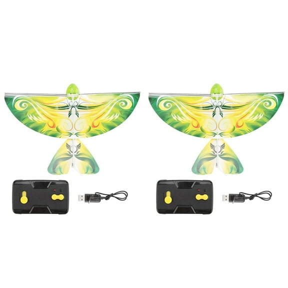 2X Remote-Controlled Simulation Flapping-Wing Flight Pigeon Induction Electric Eagle Remote Control Bird Green