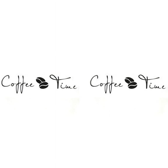 2X Removable Wall Pvc Sticker Decals Decor Art Bedroom Design Mural Quotes for Window Glass Door Black - Coffee Time