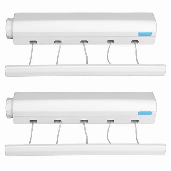 2X Retractable Clothesline Telescopic Indoor Outdoor Wall Mounted Clothes Dryer Line Drying Rope Hanger (5 Lines)
