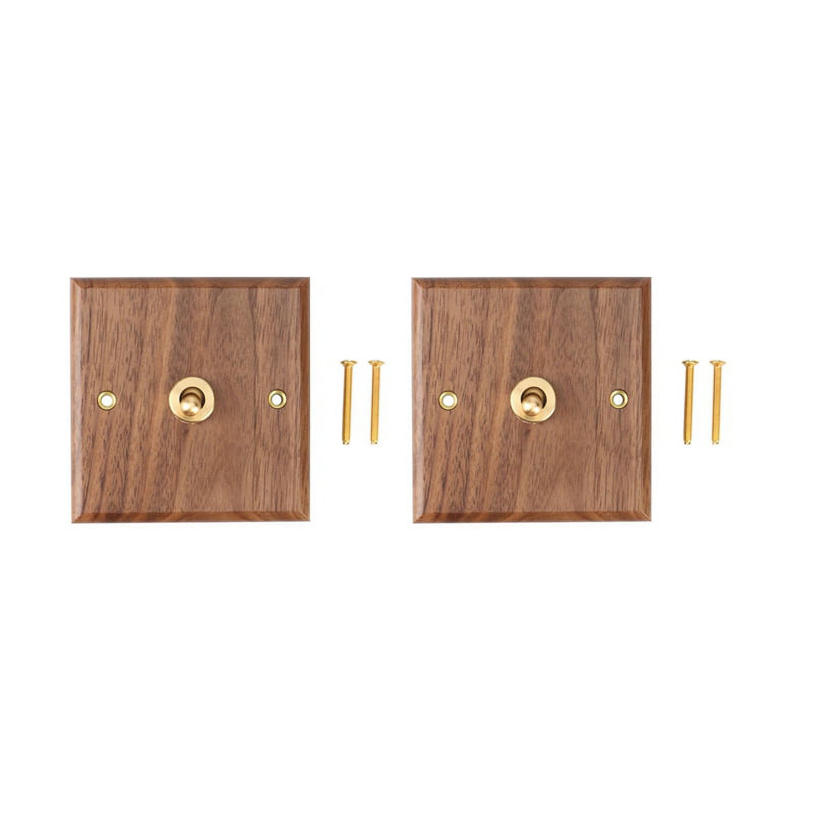 2X Retro American Industrial Style Light Switch Socket, Solid Wood Brass Toggle Switch Plate