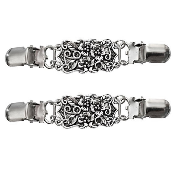 2X Retro Cardigan Clip Sweater Clip Women Filigree Cinch for Back of Dresses Shawl Clip