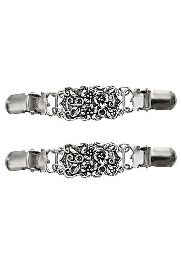2X Retro Cardigan Clip Sweater Clip Women Filigree Cinch for Back of Dresses Shawl Clip