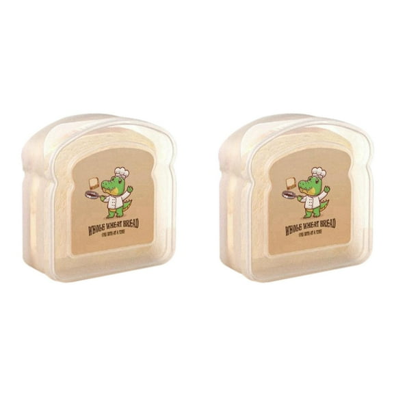2X Reusable Sandwich Container Sealed Food Container Transparent Bread Box Food Portable Toast Sandwich Box B