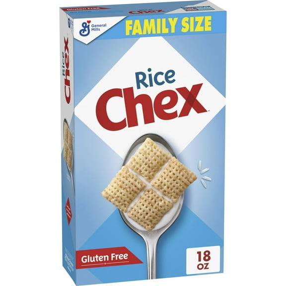 2X - Rice Chex Gluten Free Breakfast Cereal, Made With Whole Grain, Family Size, 18 Oz