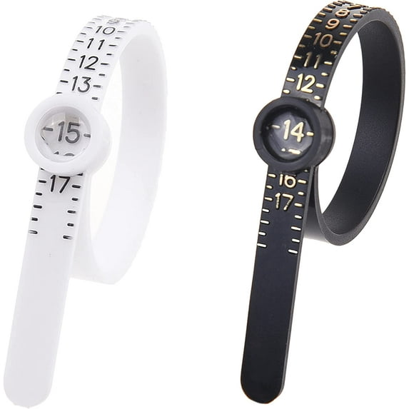 2X Ring Sizer Measuring Tool - US Size 1-17 - Measure Finger Size Accurately - Reusable Clear Print with Magnifying Glass - Jewelry, Ring - (Black/White)