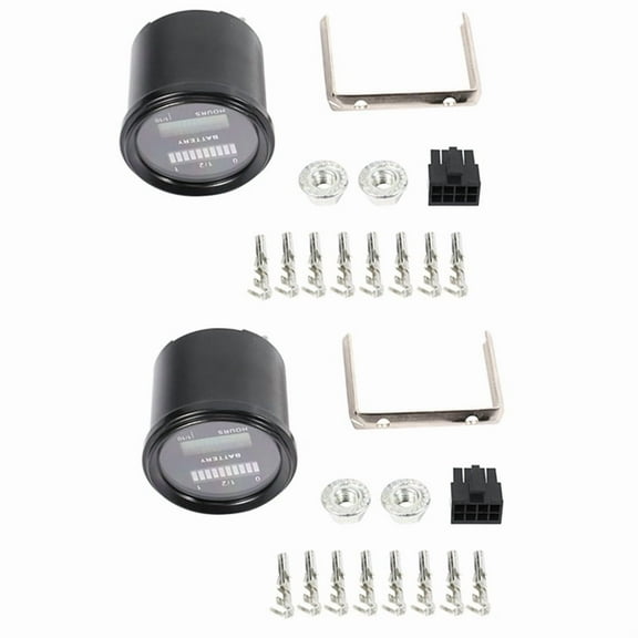 2X Rl-Bi011 Battery Gauge  Gel Volt Meter Battery Indicator with Hour Meter for Motorcycle Atv Tractor