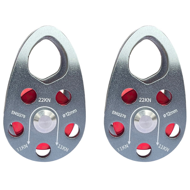 2X Rock Climbing Pulley Aluminum Alloy 22KN Light-Weight Portable Heavy ...