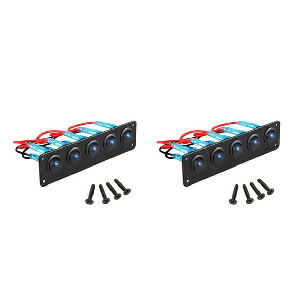 2X Rocker Switch Panel with 5 On- -Wired Toggle Switches for 12V 24V Car Vehicle Trailer Truck SUV Marine Boat