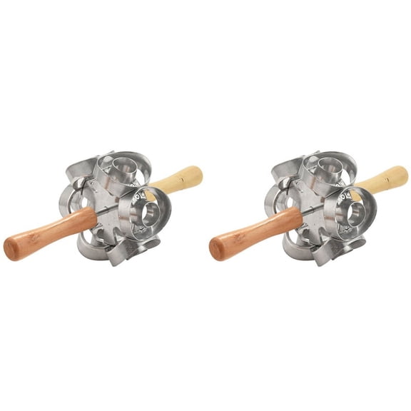 2X Rotary Donut Cutting Machine Mould Forming Machine Mould Metal Cake Mould,2 * Cake mould,Wood color