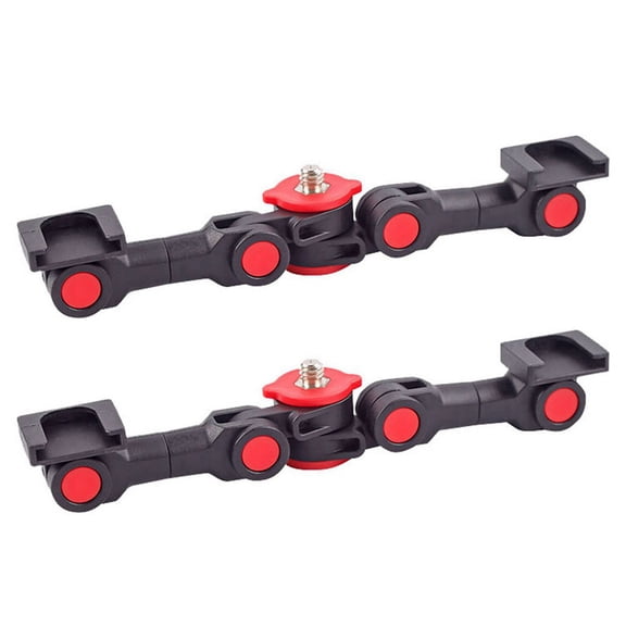 2X Rotatable Cold Shoe Mount Adapter with Phone Clip Dual Cold Shoe Extension Bar Bracket for Camera Phone LED Light