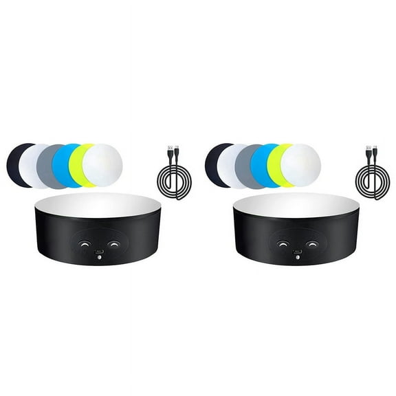 2X Rotating Display Stand, 360 Degree Automatic Mute Turntable for Photography Display,Figures Collections Display,2 set x tumbler spinner,Black