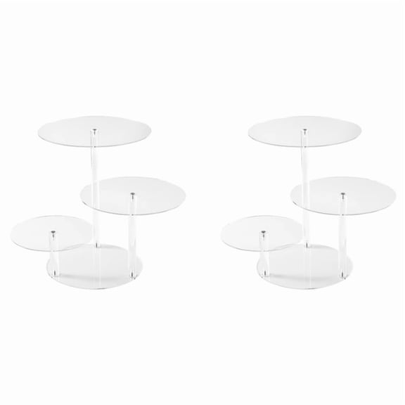 2X Round Acrylic Products Display Riser Stands, 3 Tiers Cupcake Stand Mini Display Rack for Cake