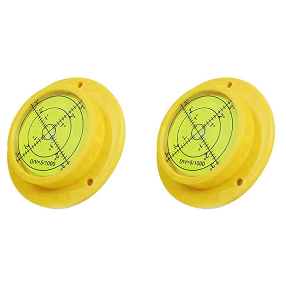 2X Round Bubble Level, 90X17mm High Precision Circular Spirit Level with 3 Mounting Holes, Measuring Instrument Tool,2 x Universal horizontal bubble,yellow