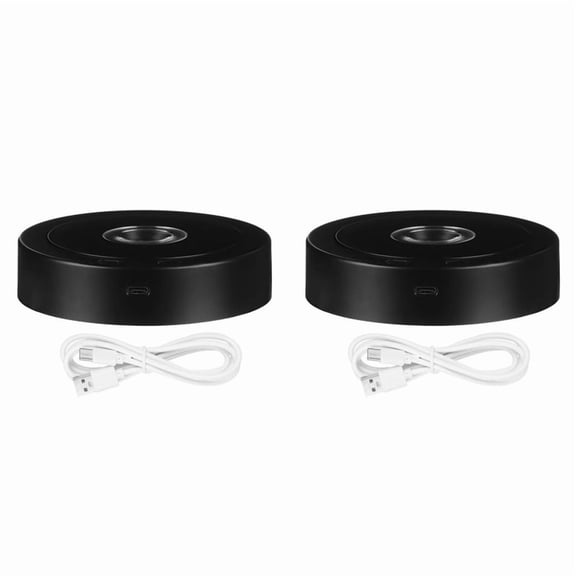 2X Round Stand Led Rotating Display Stand Base for Crystals Lighted Base 8 Light Modes Display Pedestals(Black)