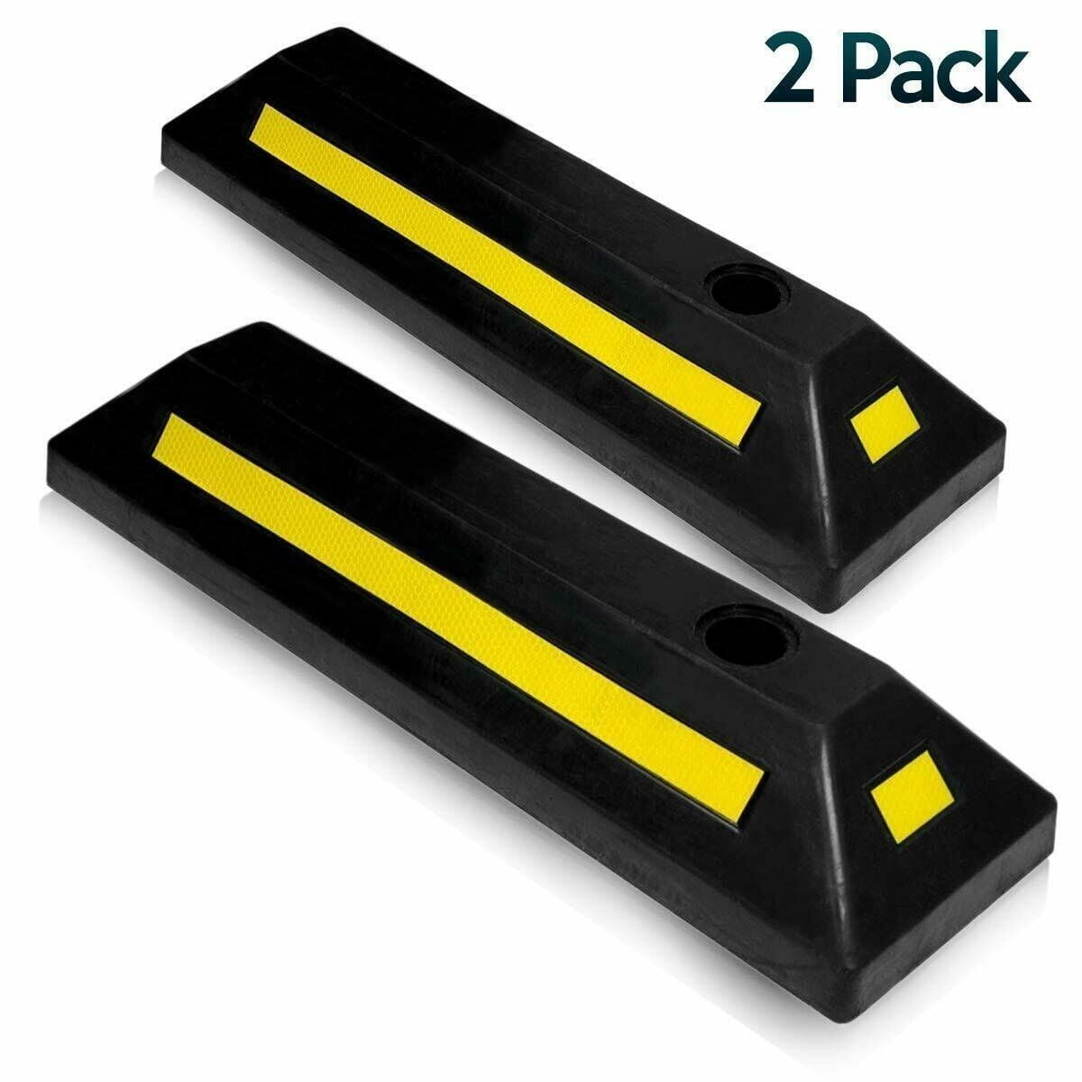 2X Rubber Curb Parking Road Block Wheel Tire Stopper Garage Driveway ...