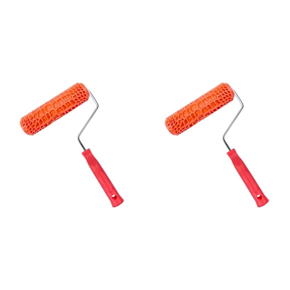 2X Rubber Imitation CrocodileGrain Pattern Paint Roller Paint Texture Pigment Printing Wall Painting Roller with Handle