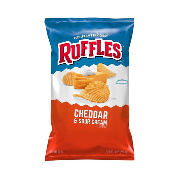 2X - Ruffles Potato Chips Cheddar & Sour Cream Flavored 8 Oz
