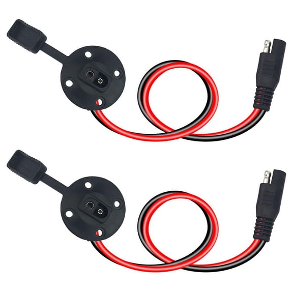 SAE Connector - Power Socket Sidewall Port, Solar Weatherproof Quick Connect Panel Mount, 12AWG Cable for Generator Battery Charger