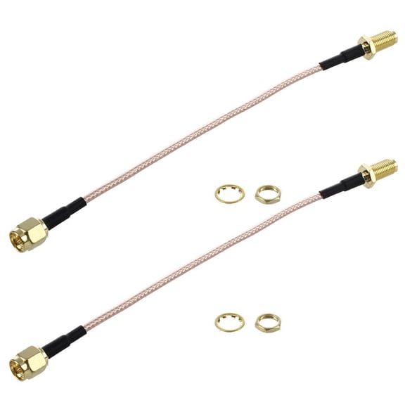 2X SMA Male to SMA Female Nut Bulkhead Crimp RG316 Coax Cable Jumper Pigtail 15cm,2 x SMA Male to SMA Female Pigtail Cable,black & gold