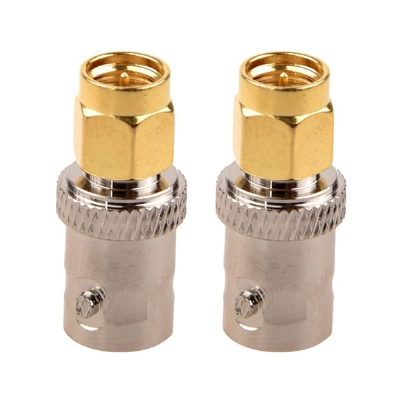 2X SMA Male to Silver Tone BNC Female Connector Adapter