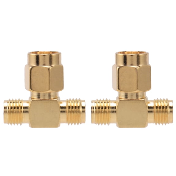 2X SMA Male to Two SMA Female Triple T Adapter Connector 3 Way Splitter NEW,2 x SMA 1 Male to 2 SMA Female RF Connector,Gold