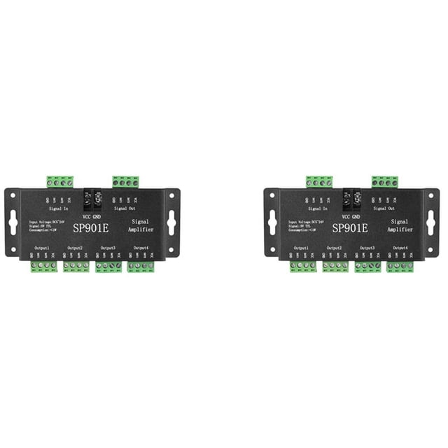 2X SP901E LED Pixel SPI Signal Amplifier Repeater Addressable LED Strip ...