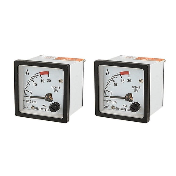 2X SQ48 Analog AC Current Panel Meter Ammeter 0-15A Gauge White + Black