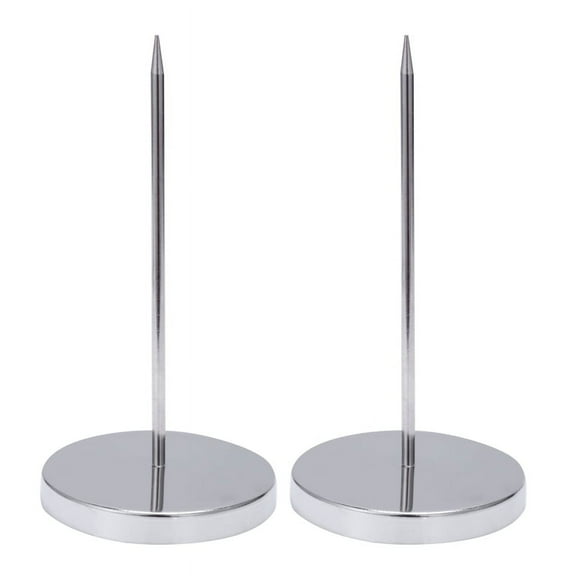 2X Safe Memo Holder Spike Stick for Bill Receipt Note Paper Order Office Desk,2 x Memo Holder Stick,Silver