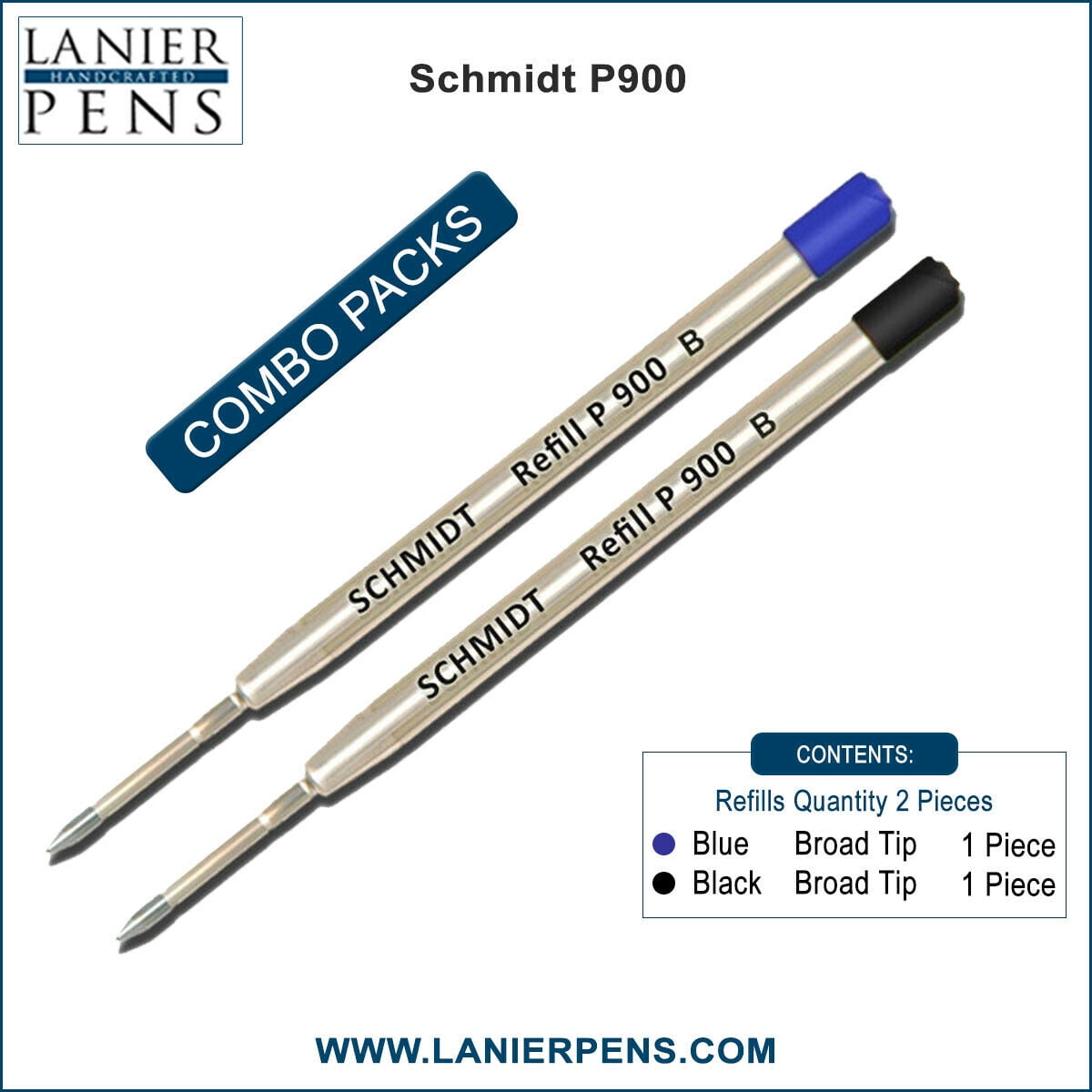 Schmidt P900 B Parker Style Ballpoint Refills - 3 Pack Black Broad Tip 1.0mm