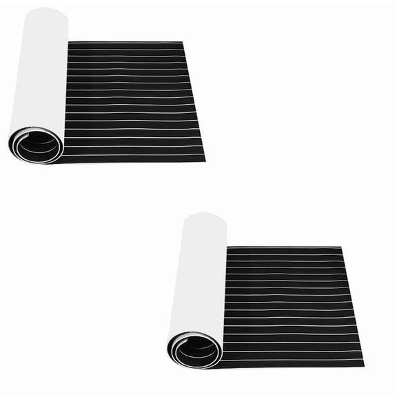 2X Self-Adhesive EVA Foam Teak Decking Yacht Marine Flooring Synthetic Boat Floor Mat 2400X450X6mm,2 x EVA foam boat floor,black