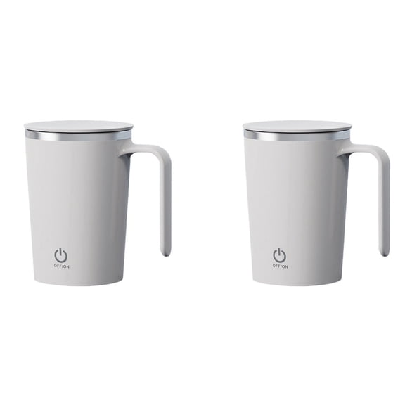 2X Self Stirring Coffee Mug Rechargeable Automatic Magnetic Mixing Cup ,400Ml Electric Mixing Cup Auto Mixer Cup White