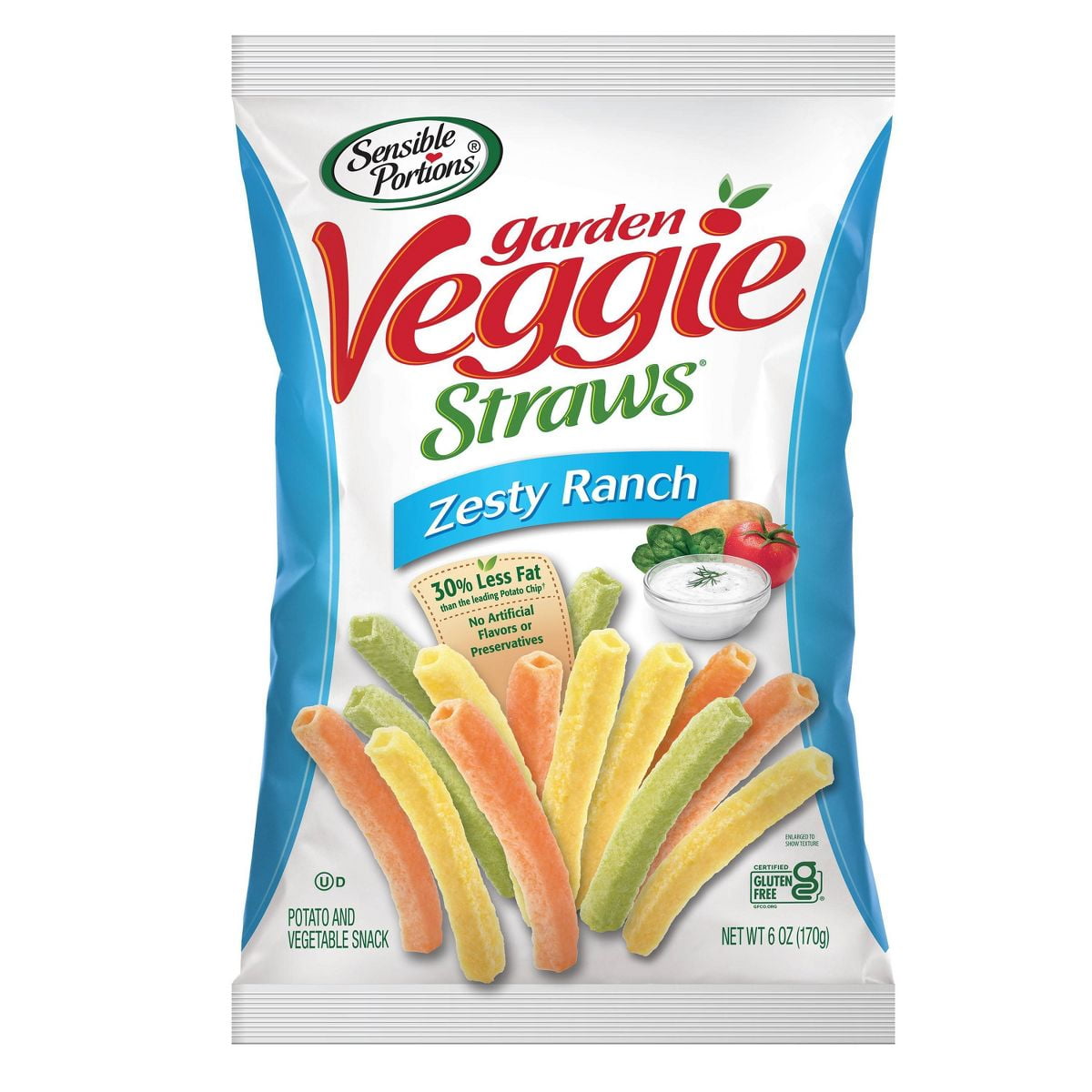 2X - Sensible Portions Zesty Ranch Garden Veggie Straws - 6oz