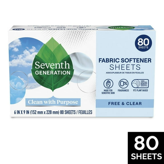 2X - Seventh Generation Fabric Softener Sheets Free Clear - 80ct