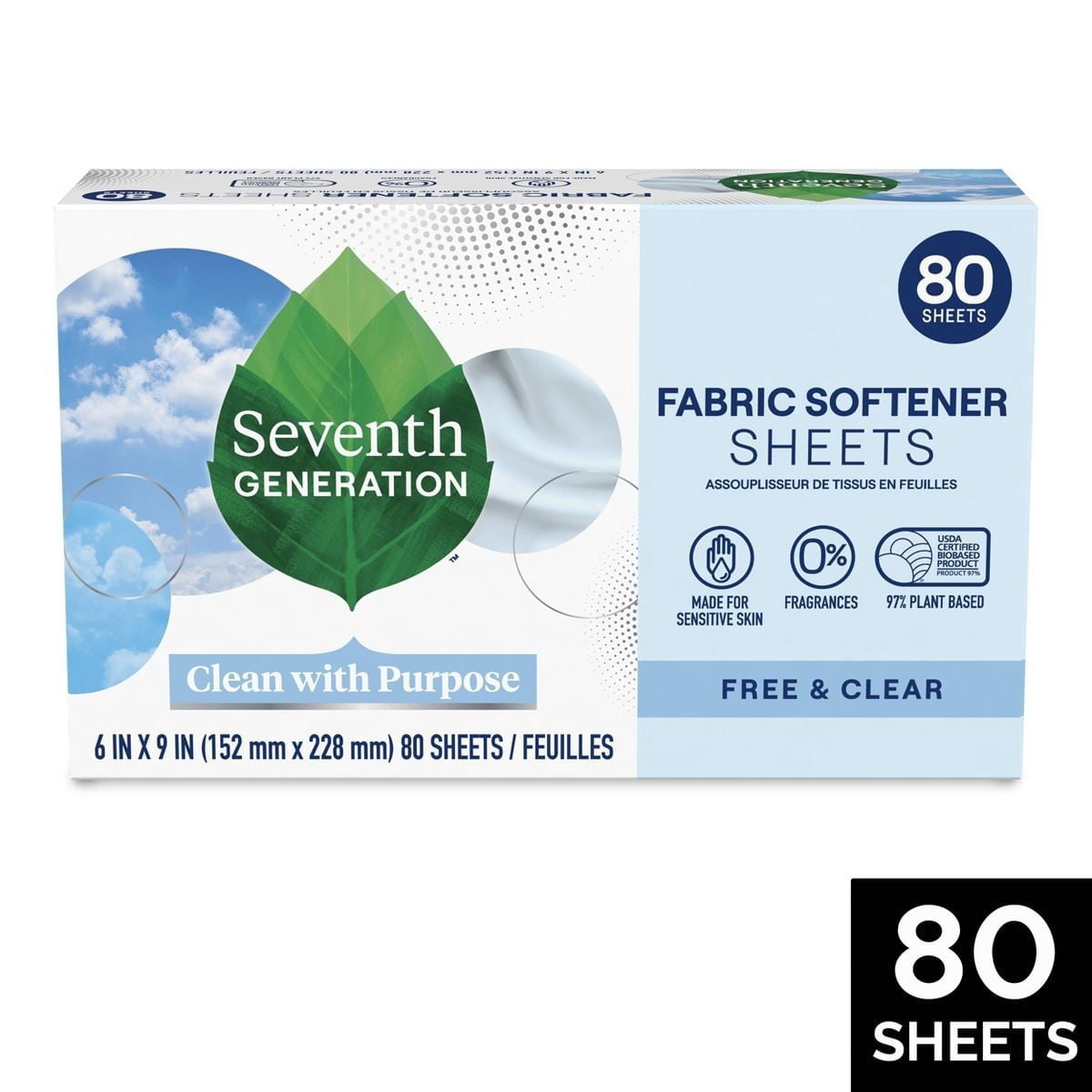 2X - Seventh Generation Fabric Softener Sheets Free Clear - 80ct ...