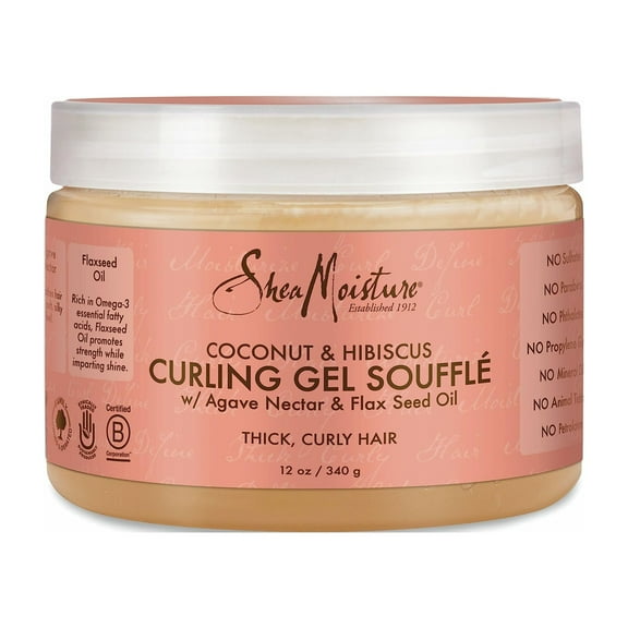 2X - Sheamoisture Curling Gel Souffle For Thick, Curly Hair Coconut , Hibiscus To Moisturize And Protect Hair 12 Oz