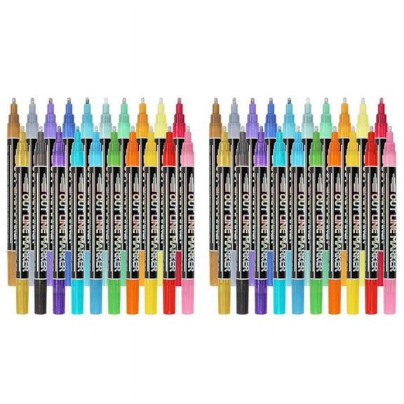 2X Shimmer Markers Doodle Outline Dazzles 20 Colors Metallic Double Line Glitter Pen Set Super Sparkle Dazzlers