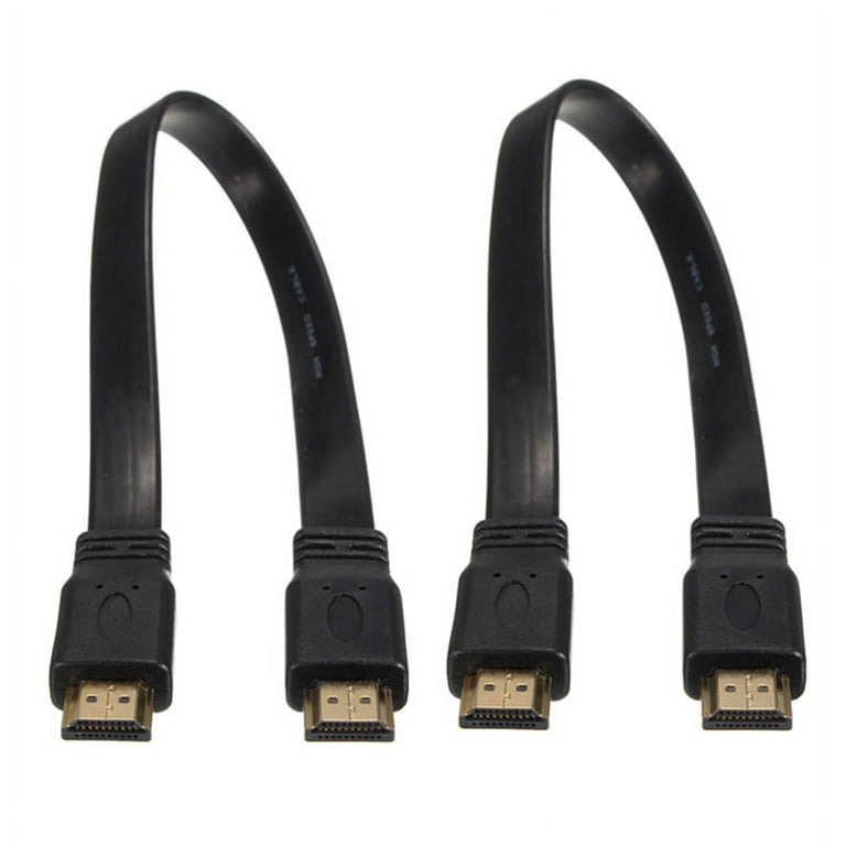2X Short Male to Male Plug Flat Cable Cord Full HD for Audio Video HDTV TV  PS3 - Walmart.com