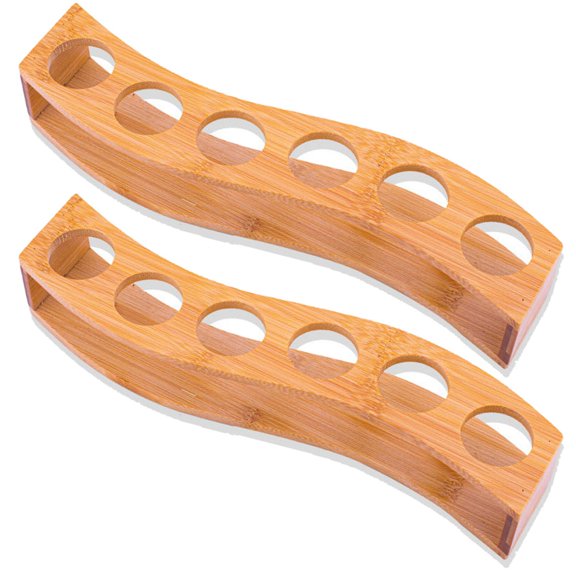 2X Shot Glass Holder Set-1Oz/30Ml Shot Glass Set Bamboo Shot Glass Holder, 6Pcs Shot Glass Set, Perfect for Party, Bar,2 x Shot Glass Holder(Without cup),Wood color