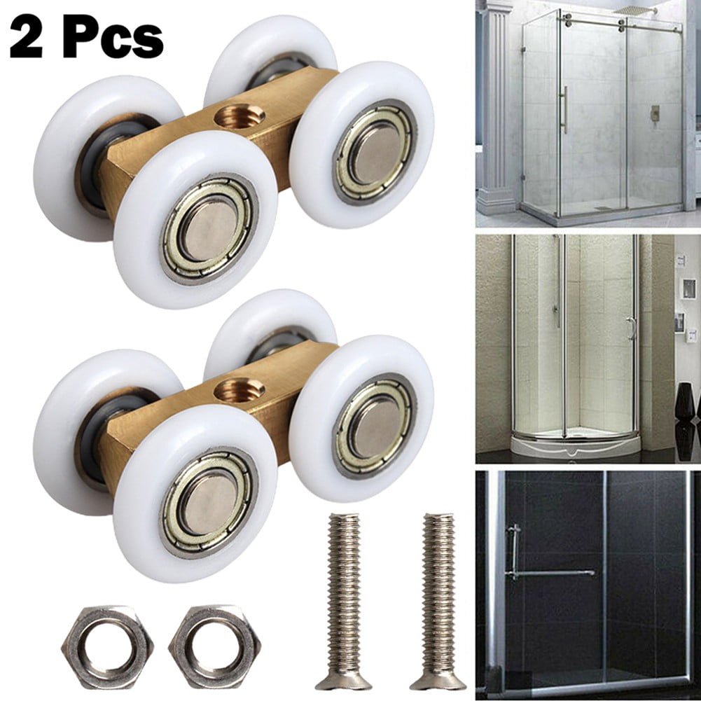 2X Shower Room Copper FourWheel Hanging Pulley Roller for Bathroom