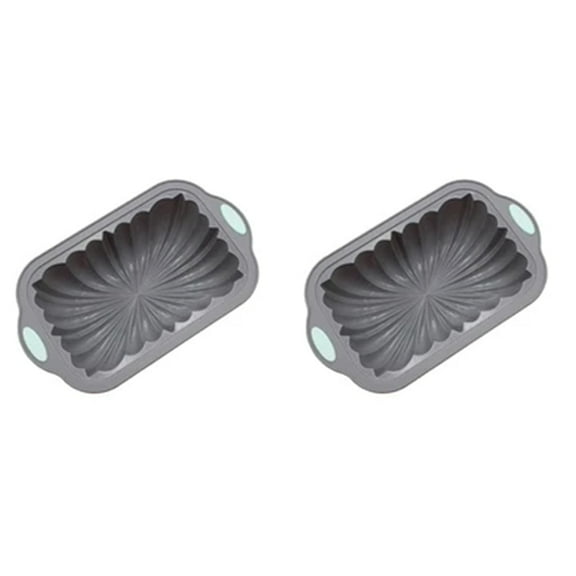 2X Silicone Bread Loaf Pan Nordic Design Classic Fluted Toast Mold Metal Reinforced Frame Secure Baking Mould,A