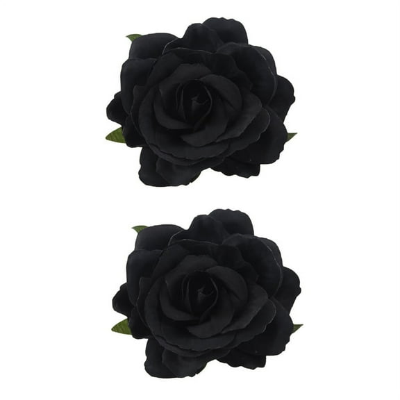 2X Silk Flower Hair Clip Brooch Wedding Corsage 8cm Accessory - Black