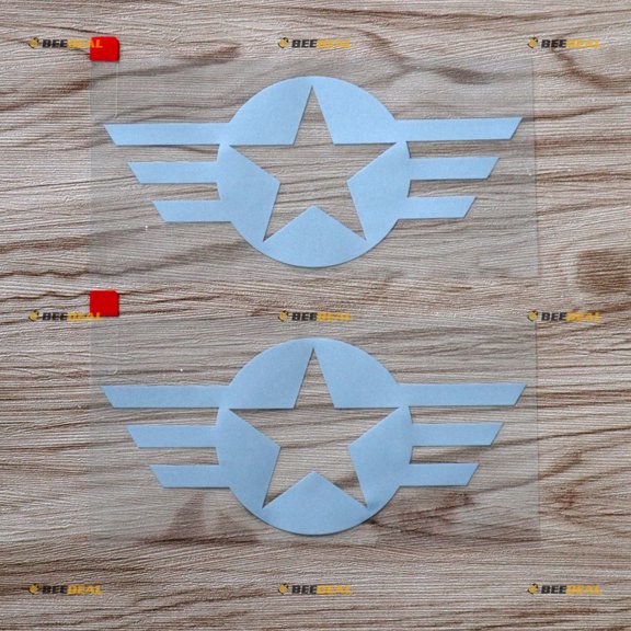 2X Silver 4" Air Force Star WW2 Decal Sticker Vet Veteran Car Vinyl fit for Jeep Willys etc