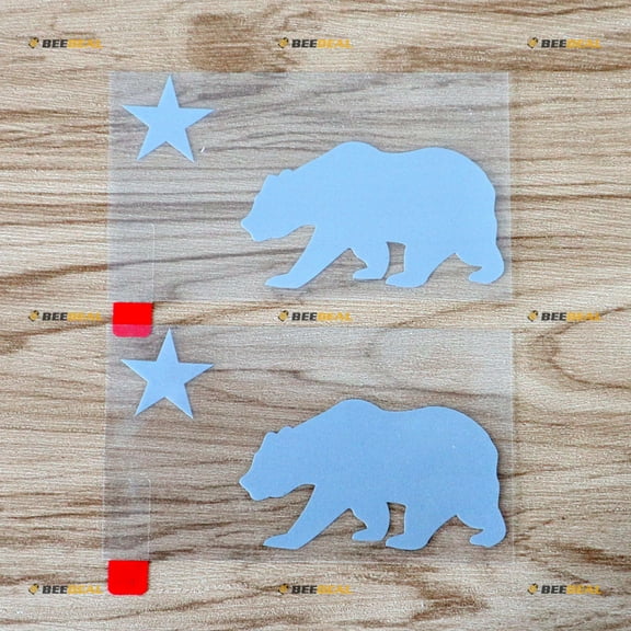 2X Silver 4" California Bear Star Decal Sticker Cali Republic Car Vinyl