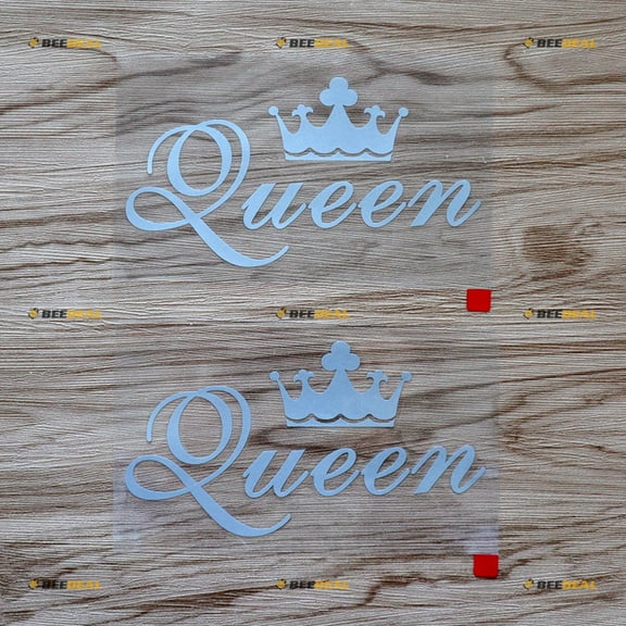 2X Silver 4" Queen Crown Decal Sticker Car Vinyl no bkgrd Die Cut