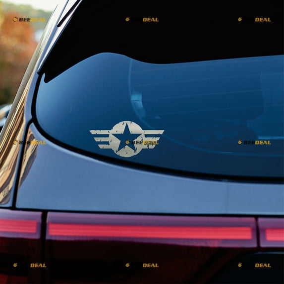 2X Silver 6" Air Force Star WW2 Decal Sticker Car Vinyl fit for Jeep Willys Style b Distressed
