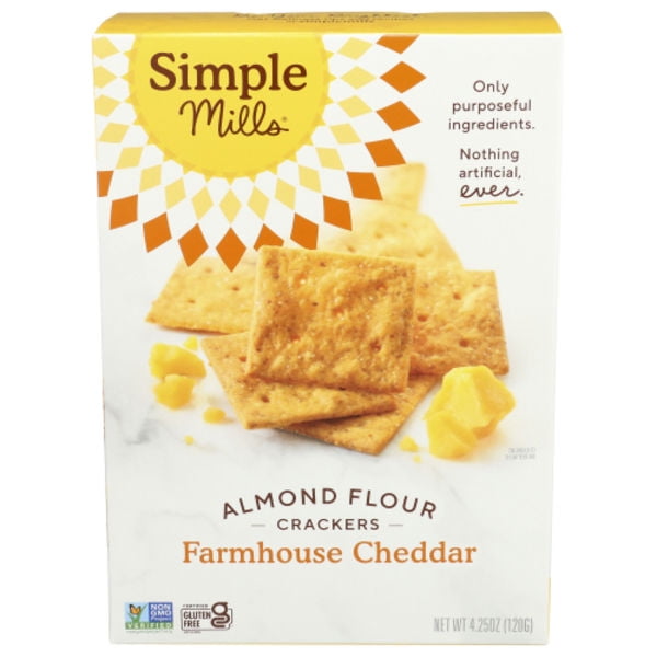 Pack of 2 - Simple Mills Almond Flour Crackers Farmhouse Sharp Cheddar, 4.25 oz