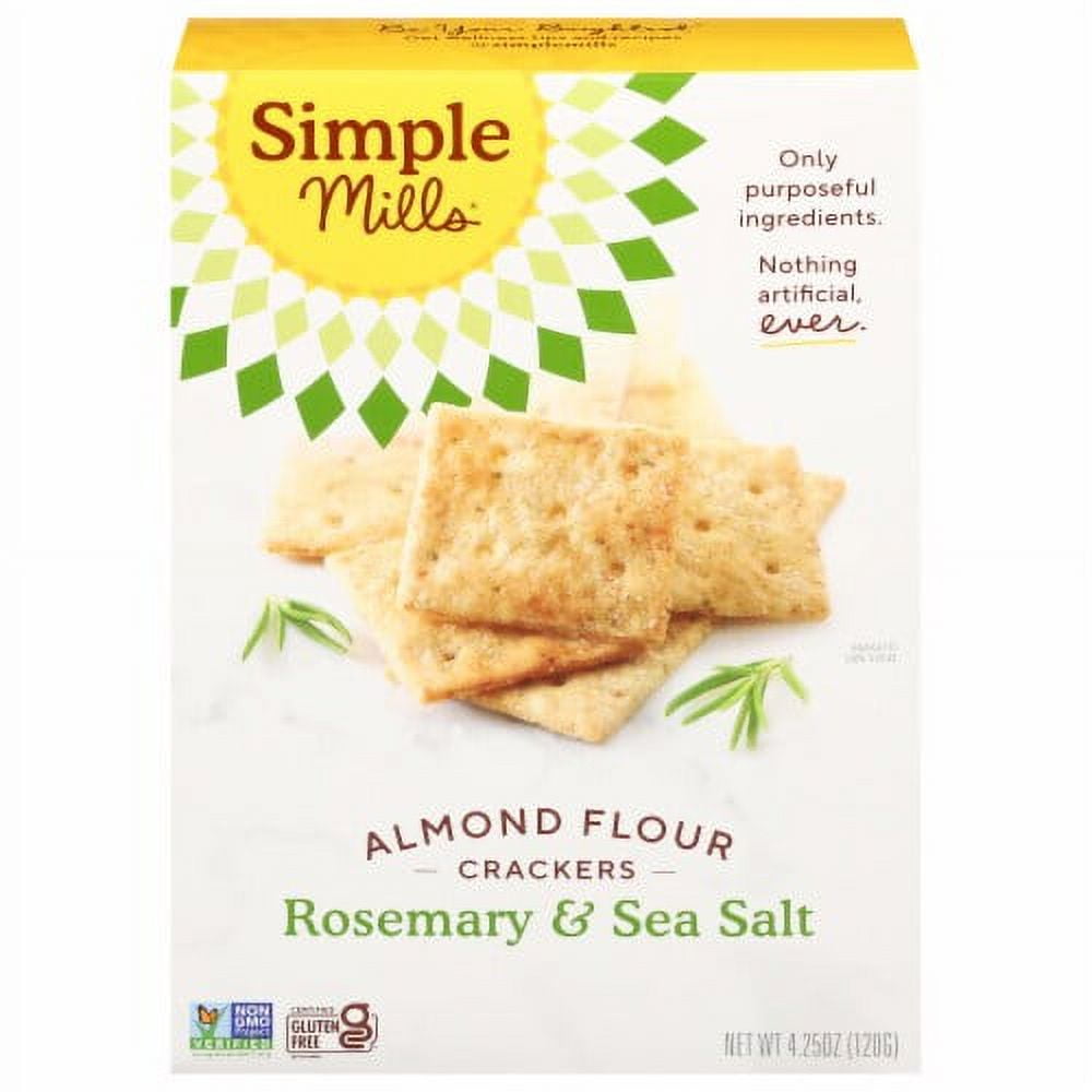 2X - Simple Mills Rosemary & Sea Salt Almond Flour Crackers-4.25 oz ...