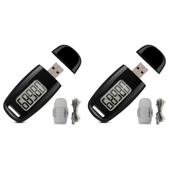 2X Simple Step Counter,Walking 3D Pedometer with Rechargeable Battery,Accurate Fitness Tracker,Digital Pedometer,Black