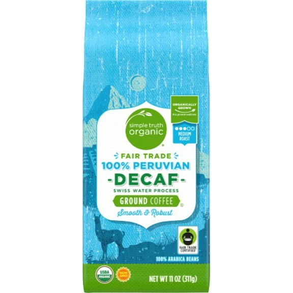 2X - Simple Truth Organic Decaf 100% Peruvian Medium Roast Ground Coffee 11 oz